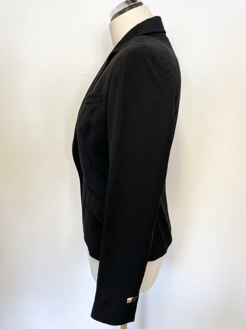PAUL SMITH BLACK LABEL BLACK MERINO WOOL TAILORED LIGHTWEIGHT JACKET SIZE 44 UK 12