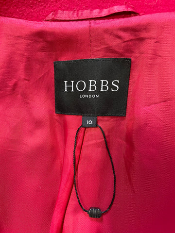 HOBBS RED WOOL & CASHMERE BLEND KNEE LENGTH COAT SIZE 10