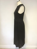 WHISTLES BLACK BROIDERY ANGLAISE & LACE TRIMMED CAP SLEEVE JERSEY FIT & FLARE DRESS SIZE S