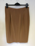 TOM BOWKER FOR COTERIE CAMEL & GOLD INLAY SPECIAL OCCASION SKIRT SUIT SIZE 12