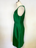 LK BENNETT EMERALD GREEN SILK & WOOL BLEND PENCIL DRESS SIZE 12