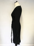 PER UNA BLACK FINE KNIT TIE BELT LONG SLEEVED DRESS SIZE 18L