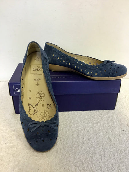 BRAND NEW CAPRICE BLUE ULTRA LIGHT SUEDE FLAT PUMPS SIZE 4/37