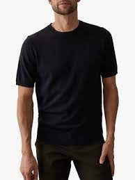 BRAND NEW REISS WILTSHIRE NAVY BLUE 100% WOOL SHORT SLEEVE JUMPER/TOP SIZE L