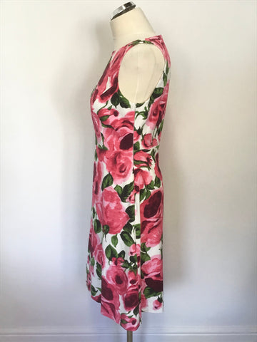 BRAND NEW PHASE EIGHT WHITE,PINK & GREEN FLORAL PRINT SLEEVELESS BERGAMOT DRESS SIZE 12