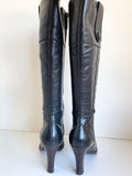 RIVER ISLAND BLACK LEATHER KNEE LENGTH BOOTS  SIZE 5/38