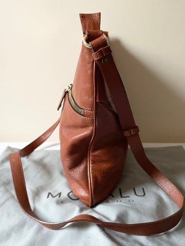 MODALU TAN LEATHER CROSS BODY BAG