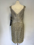 BRAND NEW MASCARA PALE GOLD & LACE PENCIL DRESS & BOLERO JACKET SIZE 12