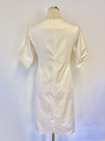 JILL SANDER WHITE COTTON SHORT WIDE SLEEVE DRESS SIZE 36 UK 8 FIT UK 10/12