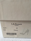LK BENNETT ANDIE DARK RED PATENT LEATHER PLATFORM SOLE HEELS SIZE 7/40