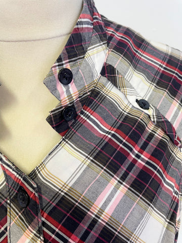 TED BAKER RED , WHITE & BLUE TARTAN CHECK COTTON SLEEVELESS DRESS SIZE 3 UK 12