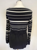 MINT VELVET NAVY BLUE & WHITE STRIPED KNIT OVER WRAP ACROSS TOP SIZE 10