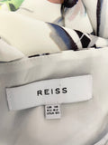 REISS NAOMI MULTI COLOURED PRINT COLD SHOULDER TIE BELT OCCASION  DRESS SIZE 14