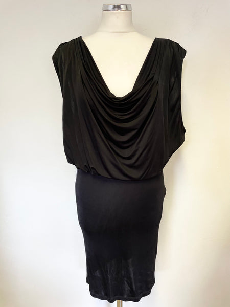 TWENTY8TWELVE BLACK COWL NECKLINE BLOUSON TOP STRETCH PENCIL DRESS SIZE XL