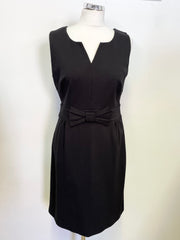 BODEN BLACK SLEEVELESS BOW TRIM STRETCH JERSEY SHIFT DRESS SIZE 12R