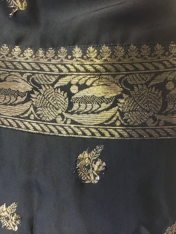 PAUL SMITH BLACK & GOLD SILK BLEND STRAPLESS WRAP ACROSS DRESS SIZE 40 UK 8