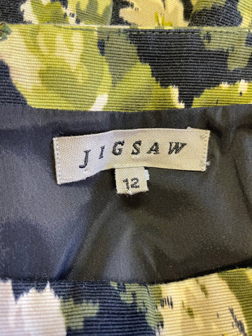 JIGSAW BLACK & GREEN FLORAL PRINT PENCIL SKIRT SIZE 12