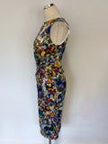 PHASE EIGHT MULTI COLOURED JEWEL PRINT SLEEVELESS DRESS SIZE 10