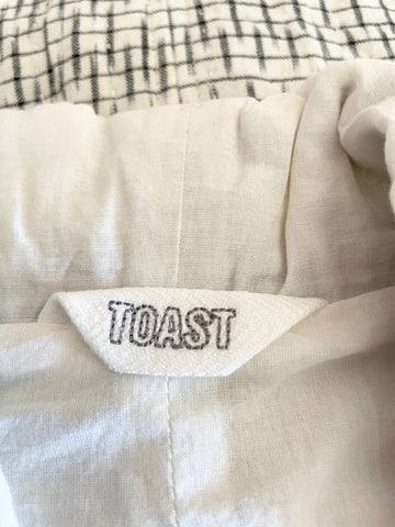 TOAST IVORY & DARK GREY PRINT WRAP ACROSS COTTON JACKET SIZE M