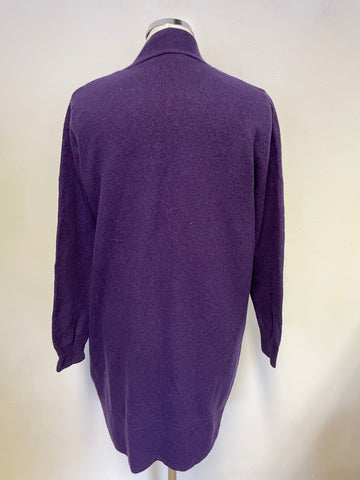 WOOLOVERS PURPLE EXTRA FINE MERINO WOOL & CASHMERE CARDIGAN SIZE L