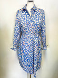 BRAND NEW MINT VELVET ALEX BLUE ANIMAL PRINT SHIRT DRESS SIZE 12