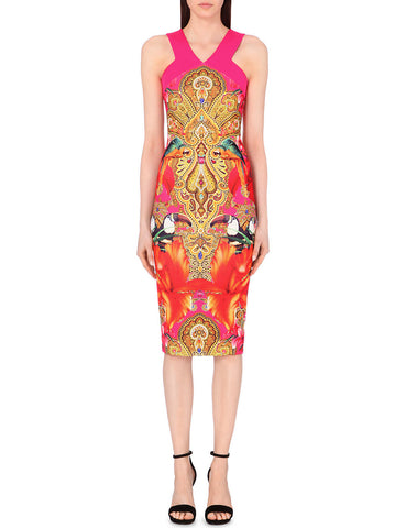 BRAND NEW TED BAKER VALEENA PAISLEY TOUCAN PRINT PENCIL DRESS SIZE 1 UK 8/10