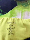 MARCCAIN BLACK & LIME GREEN LEAF PRINT DRESS SIZE N1 UK 8/10