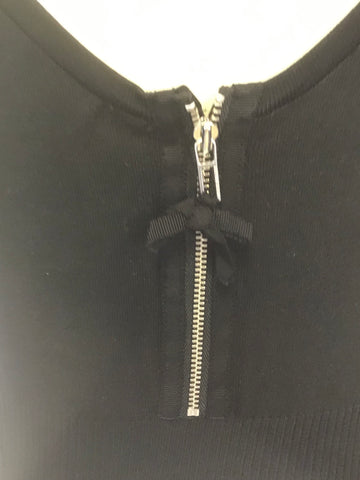 KAREN MILLEN BLACK SLEEVELESS FRILL TRIM KNIT DRESS SIZE 3 UK 10/12