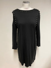 FRENCH CONNECTION BLACK JEWEL EMBELLISHED LONG SLEEVE SHIFT DRESS SIZE 12