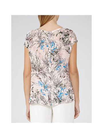 REISS INDIA PINK FLORAL PRINT SILK TOP SIZE 10