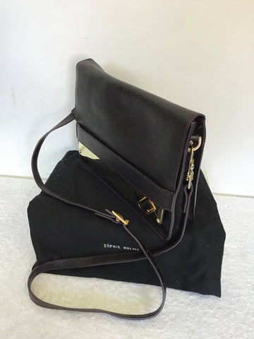 SOPHIE HULME DAMSON LEATHER & BRASS PLATE TRIM SHOULDER BAG