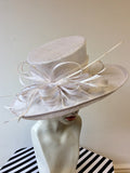 BRAND NEW MAX & ELLIE WHITE COIL & FEATHER TRIM  FORMAL HAT