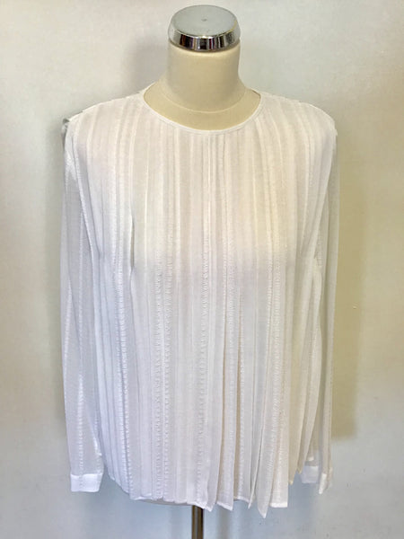BRAND NEW MARKS & SPENCER AUTOGRAPH WHITE PLEATED TOP SIZE 10
