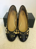 EMILIO LUCA X RED BLACK & FAWN LEOPARD PRINT LEATHER & PONY SKIN BALLET FLATS SIZE 7/40