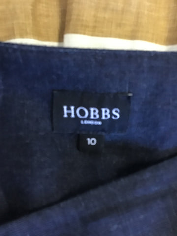HOBBS STRIPED LINEN PLEATED TIE BELT SKIRT SIZE 10