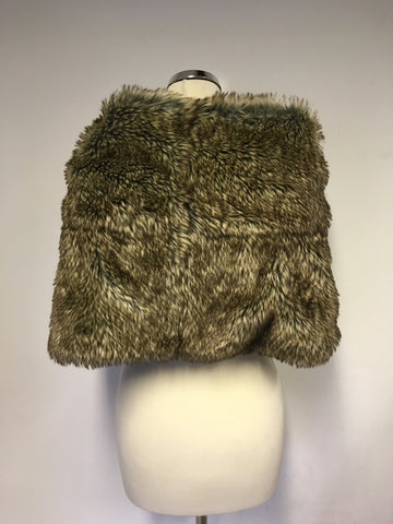 SUZANNE BETTLEY BROWN FAUX FUR STOLE/WRAP