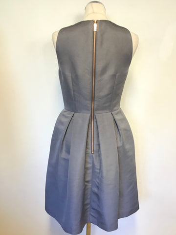 BRAND NEW TED BAKER GREY PEARL BEADED MILLEA SKATER DRESS SIZE 2 UK 10