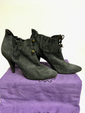 LULU GUINNESS GREY SUEDE DRAWSTRING TIE ANKLE BOOTS SIZE 6/39