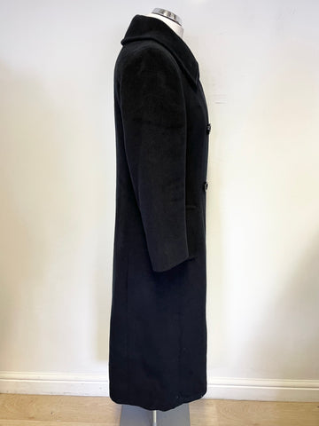 MARELLA BLACK WOOL & CASHMERE DOUBLE BREASTED LONG COAT SIZE 8