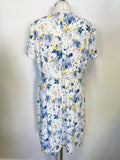 HOBBS MULTICOLOURED FLORAL PRINT SHORT SLEEVED SHIFT DRESS SIZE 14