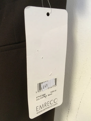BRAND NEW EMRECO LUCY BROWN MID RISE,CURVED HIP,SLIM LEG TROUSERS SIZE 20