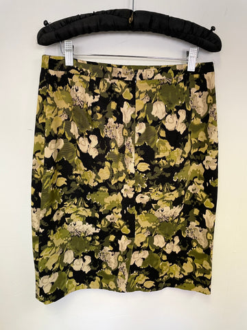 JIGSAW BLACK & GREEN FLORAL PRINT PENCIL SKIRT SIZE 12