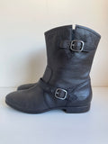 UGG FRANCES DARK BROWN LEATHER BUCKLE TRIM ANKLE  BOOTS SIZE 8.5/41
