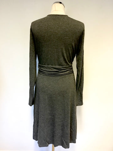 PAUL SMITH BLACK, GREY LONG SLEEVE STRETCH JERSEY DRESS SIZE L