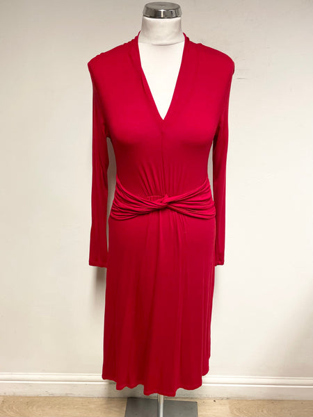 PURE COLLECTION RED LONG SLEEVED STRETCH JERSEY DRESS SIZE 10