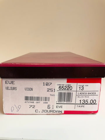 CHARLES JOURDAN PARIS TAUPE SUEDE SHAPED HEEL COURT SHOES SIZE 4/37