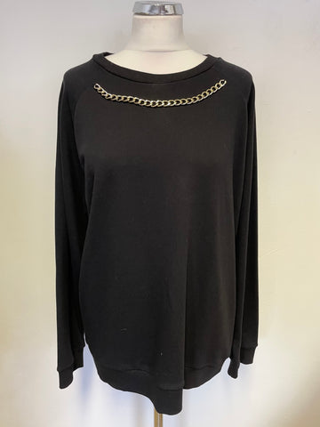 COAST BLACK WITH GOLD CHAIN TRIM LONG SLEEVED SWEATSHIRT SIZE L