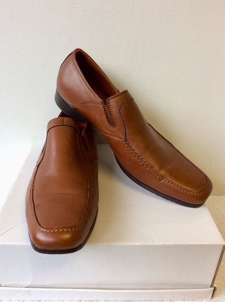 AZOR TAN LEATHER SLIP ON SHOES SIZE 10/44