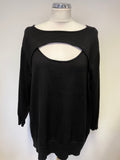 CABLE & GAUGE BLACK CUT OUT FRONT 3/4 SLEEVED JUMPER SIZE XL