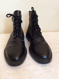 COURIER BLACK LEATHER LACE UP ANKLE BOOTS SIZE 8/42